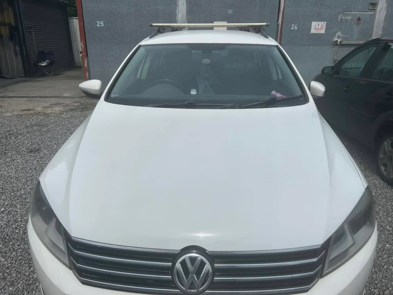 White Volkswagen bonnet with restored paintwork
